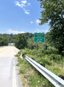 Photo of the Talcott Bridge, crossing the Greenbrier heading south