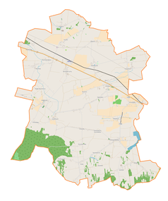 Mapa konturowa gminy Wróblew, po lewej znajduje się punkt z opisem „Gaj”