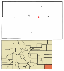 Location of Vilas in Baca County, Colorado