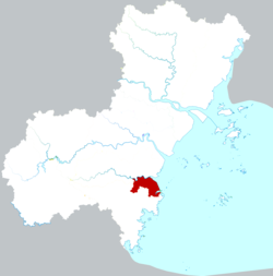 Location of Longgang City within Wenzhou