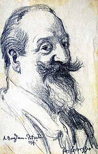 Anonymous sketch of Bogdan-Pitești, 1917 (signed Correggio)