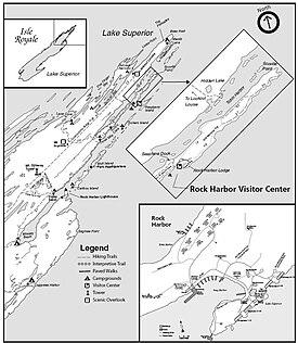 Map of Rock Harbor on the northeast side of Isle Royale