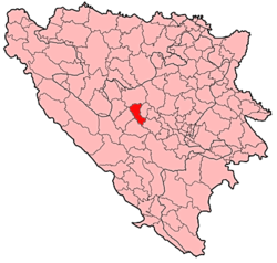 Location of Novi Travnik within Bosnia and Herzegovina.