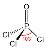 Structuurformule van fosforylchloride