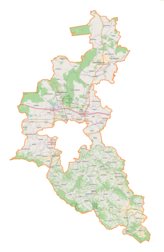 Mapa konturowa powiatu rzeszowskiego, blisko centrum po lewej na dole znajduje się punkt z opisem „Zarzecze”