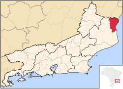 Location of São Francisco do Itabapoana in the state of Rio de Janeiro