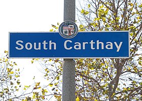 South Carthay neighborhood sign located at 1025 S. Crescent Heights Boulevard (just south of Olympic Boulevard)