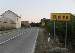 Traffic sign at the village entrance