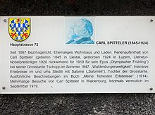 Carl Spitteler in Waldenburg