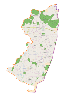 Mapa konturowa gminy Dołhobyczów, po prawej znajduje się punkt z opisem „Uśmierz”