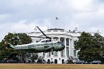 The presidential helicopter, known as Marine One when the president is aboard