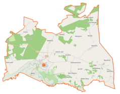 Mapa konturowa gminy Lipsk, w centrum znajduje się punkt z opisem „Kolonie Lipsk”