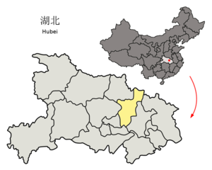 Location of Xiaogan City in Hubei and the PRC