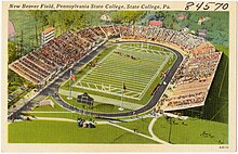 Post card featuring artwork depicting New Beaver Field