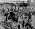 Landslide rescue efforts on the evening of 31 January 1928.