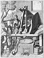 Since the Middle Ages, woollen cloth has been fulled in fulling mills where the cloth was beaten with wooden hammers operated by cams on the shaft of a waterwheel.