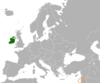 Location map for Ireland and the State of Palestine.