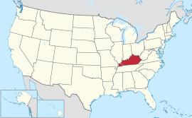 Χάρτης των Ηνωμένων Πολιτειών με την πολιτεία Κεντάκι χρωματισμένη