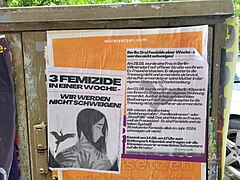 Plakate machen auf drei Femizide innerhalb einer Woche im Mai 2024 in Berlin aufmerksam