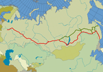 Map of the Trans-Siberian Railway route