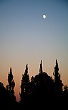 Sunset at Unthank Park, with a waxing gibbous moon rising