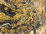 Das Detail zeigt deutlich den pastosen Farbauftrag. Vincent van Gogh: Maulbeerbaum, 1889. Detail.