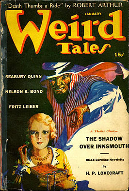 Schaduwen boven Innsmouth in het januari 1942-nummer van Weird Tales