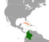 Location map for Colombia and Cuba.