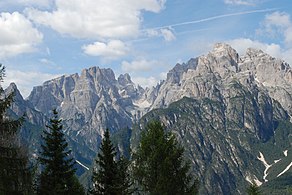 Monte Giralba con Popera, Guglie di Stallate e Croda di Ligonto