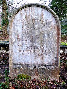 Gottfried Bollinger-Heitz (1883–1978) Zoologe, Autor. Lydie Bollinger-Heitz (1881–1968), Hanna Preiswerk (1879–1949), Zeichenlehrerin, Kunstmalerin. Familiengrab auf dem Friedhof am Hörnli