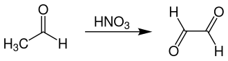 Oxidation von Acetaldehyd mit wässriger Salpetersäure zu Glyoxal