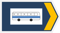 Δεξιό βέλος - Πινακίδα καθοδήγησης λεωφορειακής γραμμής των Αθηνών (με νέο διάγραμμα και χωρίς αρίθμηση γραμμής).