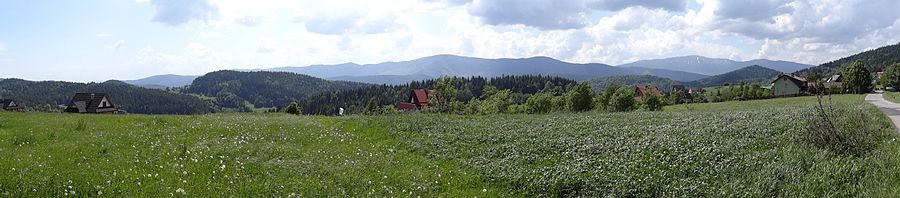 Panorama Pasma Babiogórskiego z okolicy przełęczy Przysłop