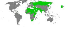 Land hvor Ali (grønt) er mye brukt