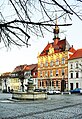 Rathaus und Centaurenbrunnen in Frohburg, der sechstgrößten Stadt