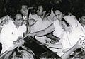 Shaikh Shamim Ahmed (left), with Mrs. Indira Gandhi (former Prime Minister of India) during his Assembly election campaign at Byculla, Bombay on 14 May 1980.