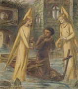 The Quest of the Holy Grail, 1855, entworfen von Siddal, gemeinsames Werk mit Rossetti