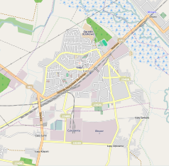 Mapa konturowa Łap, po prawej znajduje się punkt z opisem „Bociany”