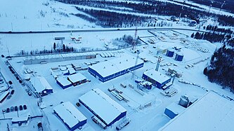 Aerial panorama of the YALPK wood processing plant (2019)