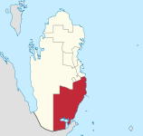 Map of Qatar with Al Wakrah highlighted