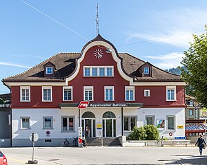 Two-story building with hip roof