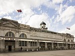 The facade of Cardiff Central station i 2016 showing its Great Western Railway heritage