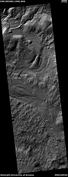 Channel, as seen by HiRISE under HiWish program. Arrows indicate evidence of a meander.