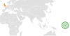 Location map for Kiribati and the United Kingdom.