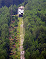 Die Bergstation des Schrägaufzuges