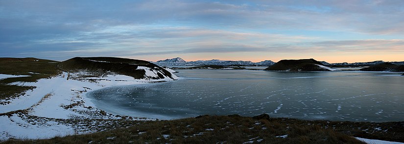 Mývatn, edged with pseudocraters, looking northeast