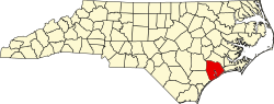 Karte von Onslow County innerhalb von North Carolina