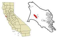 Lage von Inverness im Marin County (links) und in Kalifornien (rechts)