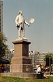 Statue of Samuel Plimsoll, Bristol; holding a handmade placard "Don't pay the Tory Poll Tax"