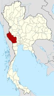 Karte von Thailand mit der Provinz Kanchanaburi hervorgehoben